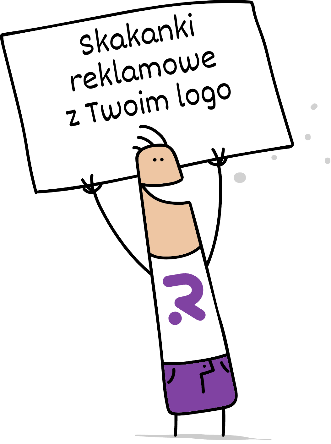 Buddy trzymający napis skakanki reklamowe z Twoim logo